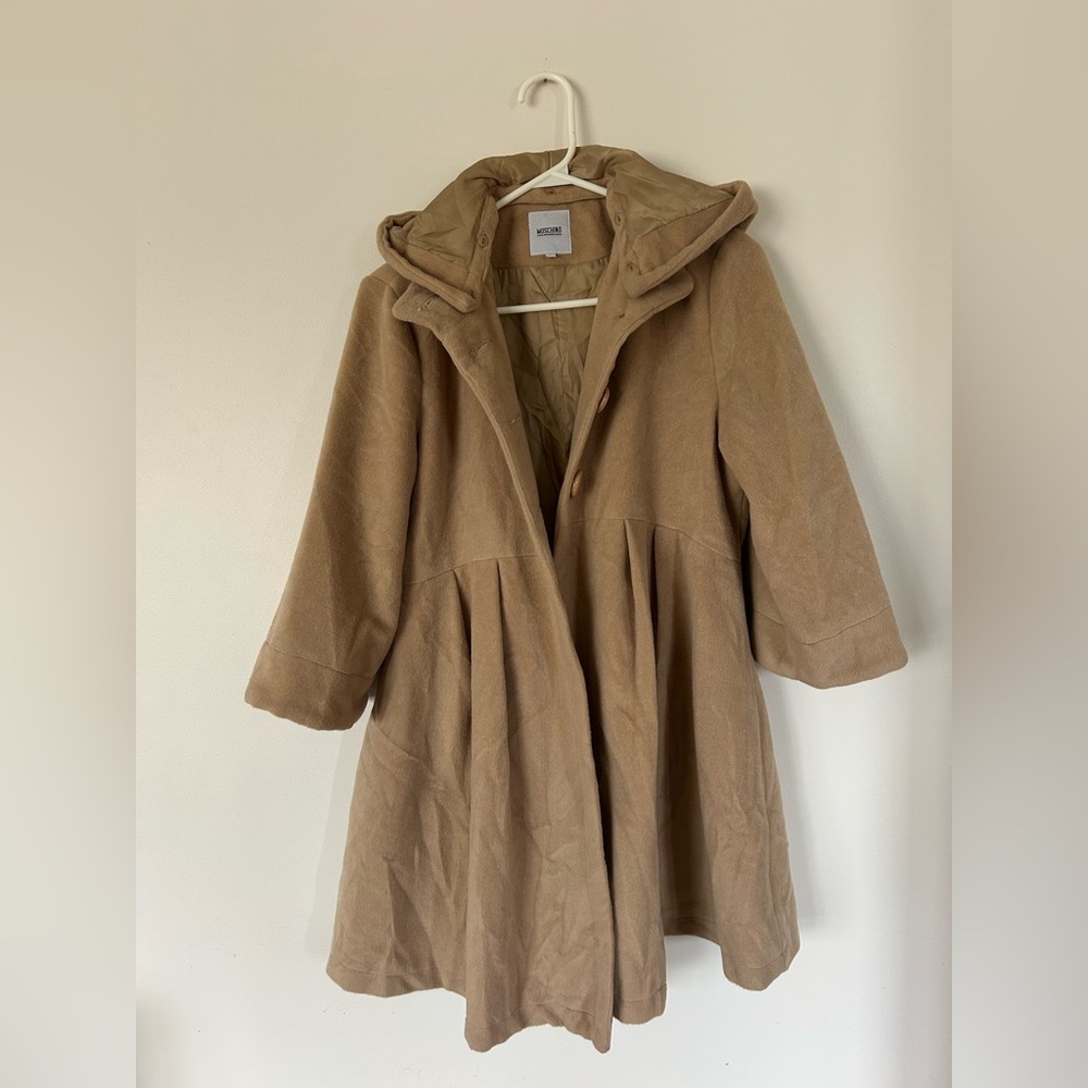 Vintage Moschino Cheap and Chic Wool Tan Hooded Jacket Rare Size Large